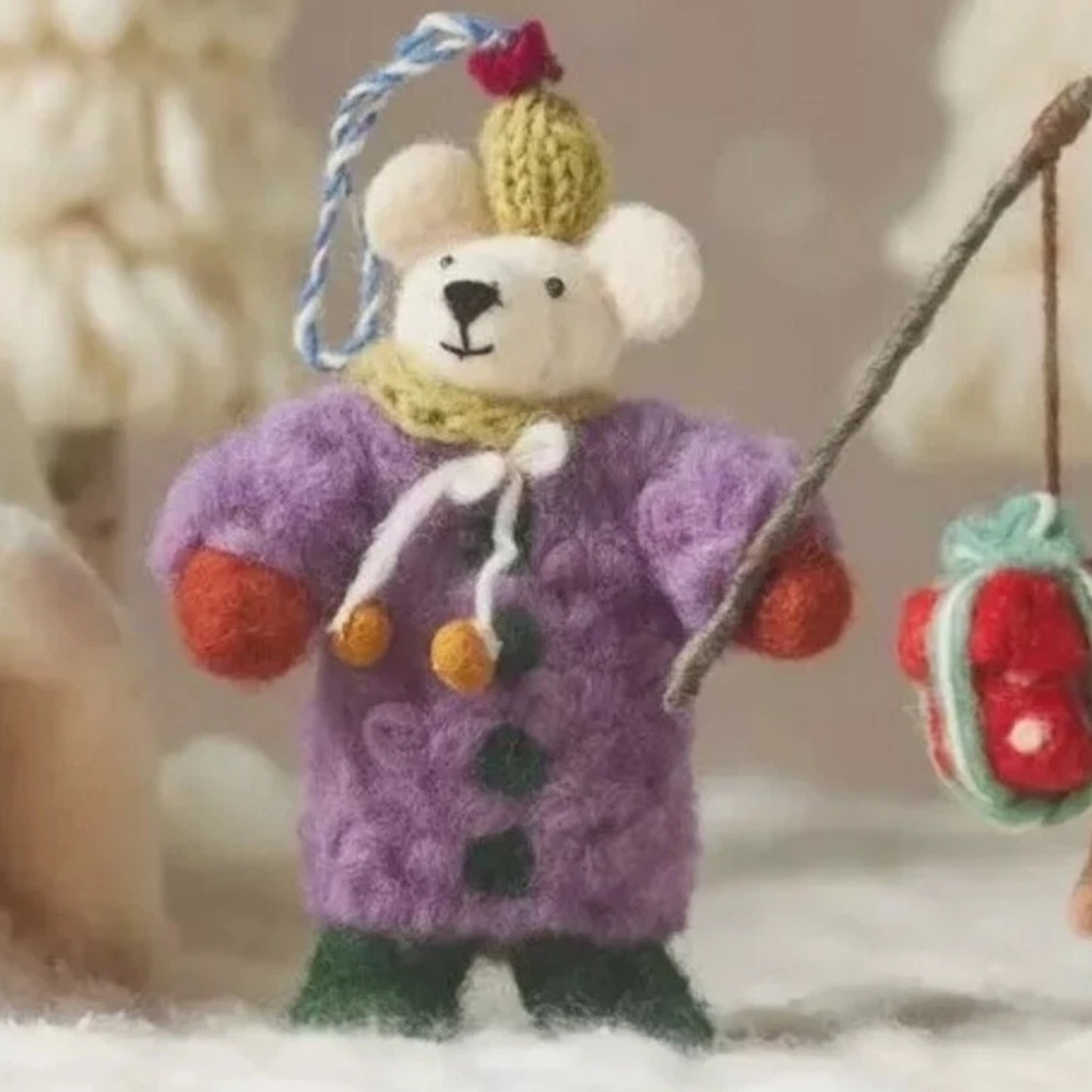 Anthropologie Felt Bear 8” Ornament